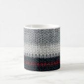 黒と灰色の編み物毛赤と白とst コーヒーマグカップ (中央)
