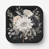 黒と灰色の花 ペーパープレート (正面)