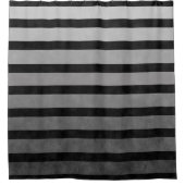 黒と灰色の迷彩質感のある線のストライプ シャワーカーテン (正面)