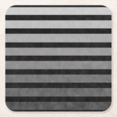黒と灰色の迷彩質感のある線のストライプ スクエアペーパーコースター (正面)