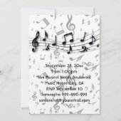 黒と灰色の音楽ノートの誕生日パーティー 招待状 (裏面)