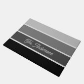 黒と灰色 |スクリプトグラデーションを含むストライプ ドアマット (アングル)