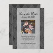 黒と炭のハーレキンとスクリプト セーブザデート (正面/裏面)