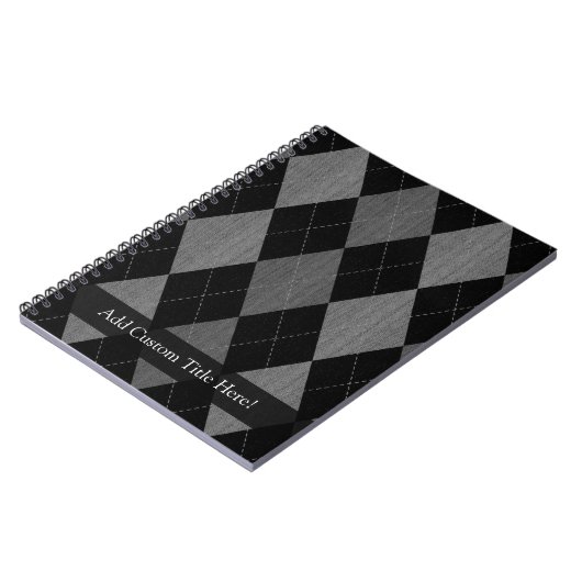 黒と炭灰色アーガイル柄の ノートブック (左側)