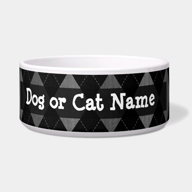 黒と炭灰色アーガイル柄の ボウル (左)