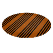 黒と焦げオレンジの5つのストライプパターン カッティングボード (角)