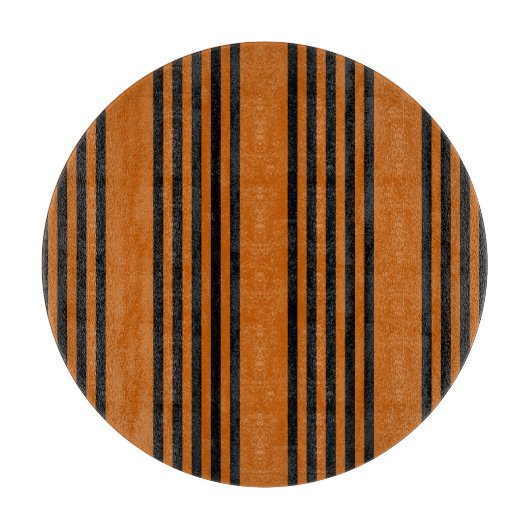 黒と焦げオレンジの5つのストライプパターン カッティングボード (正面)