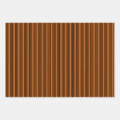 黒と焦げオレンジの5つのストライプパターン ラッピングペーパーシート (正面3)