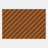 黒と焦げオレンジの5つのストライプパターン ラッピングペーパーシート (正面2)