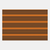 黒と焦げオレンジの5つのストライプパターン ラッピングペーパーシート (正面)