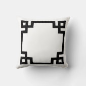 黒と熱いピンクのギリシャ語鍵スクリプトモノグラム クッション (裏面)