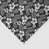 黒と熱帯の白いハイビスカスの花 薄葉紙 (詳細)