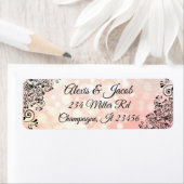 黒と珊瑚のエレガント文字戻りラベル ラベル (インサイチュ)