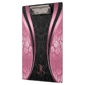 黒と珊瑚赤色の幾何フローラ クリップボード (左)