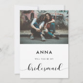黒と白あなたは私のbridesmaidの写真カードになる 招待状 (正面)