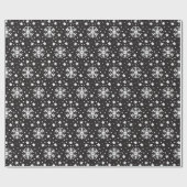 黒と白いクリスマスの休日の雪 ラッピングペーパー (フラット)