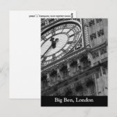 黒と白でビッグベンを閉じる ポストカード (正面/裏面)