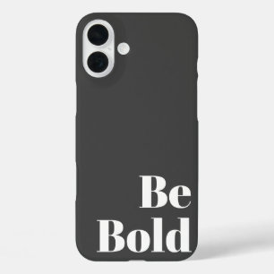 黒と白で表現された大胆さを前面に押し出したモチベーションを高めるフレーズ iPhone 16 PLUSケース