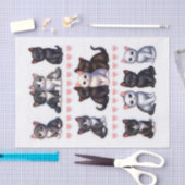 黒と白とグレーの子猫イラスト 薄葉紙 (クラフト)