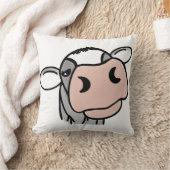 黒と白とピンクのキスの灰色の農場の動物のキャラクター クッション (ブランケット)