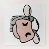 黒と白とピンクのキスの灰色の農場の動物のキャラクター ジグソーパズル (横)