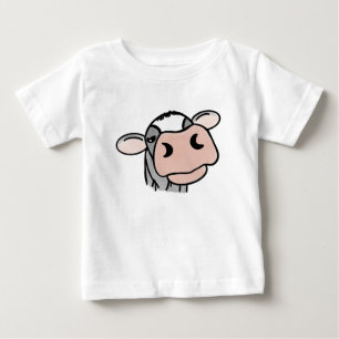 黒と白とピンクのキスの灰色の農場の動物のキャラクター ベビーTシャツ