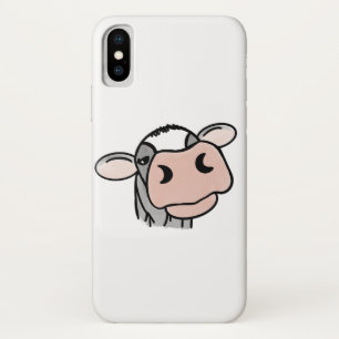 黒と白とピンクのキスの灰色の農場の動物のキャラクター iPhone X ケース