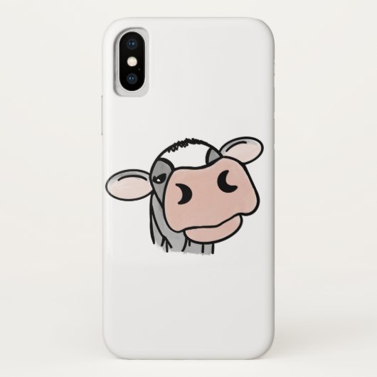 黒と白とピンクのキスの灰色の農場の動物のキャラクター Case-Mate iPhoneケース (裏面)