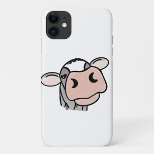 黒と白とピンクのキスの灰色の農場の動物のキャラクター iPhone 11 ケース