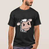黒と白とピンクのキスの灰色の農場の動物のキャラクター Tシャツ (正面)
