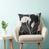 黒と白とピンクのユリ クッション (椅子)