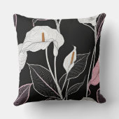 黒と白とピンクのユリ クッション (裏面)