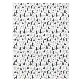 黒と白と灰色のクリスマスツリーパターン テーブルクロス