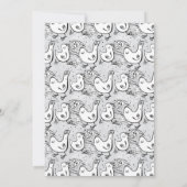 黒と白と灰色の声を出す鳥 招待状 (裏面)