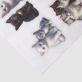 黒と白と灰色の子猫の房状のカット 薄葉紙 (詳細)