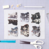 黒と白と灰色の子猫の房状のカット 薄葉紙 (クラフト)