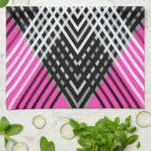 黒と白と灰色の絡ストライプみ合った文字 キッチンタオル (折り畳み)