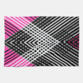 黒と白と灰色の絡ストライプみ合った文字 キッチンタオル (横)