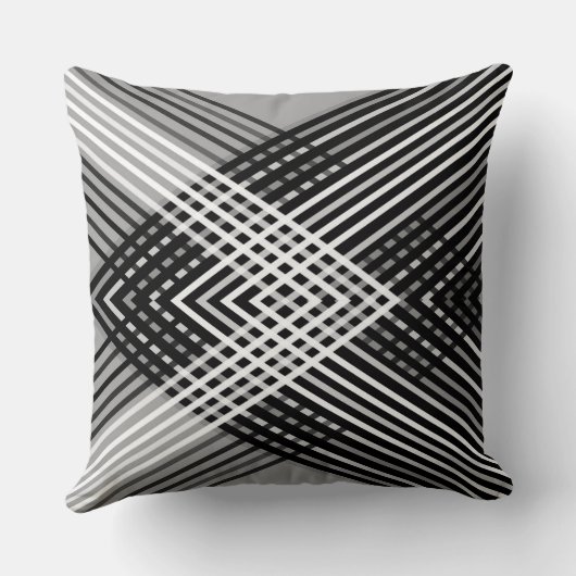 黒と白と灰色の絡ストライプみ合った文字 クッション (裏面)