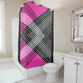 黒と白と灰色の絡ストライプみ合った文字 シャワーカーテン (インサイチュ)