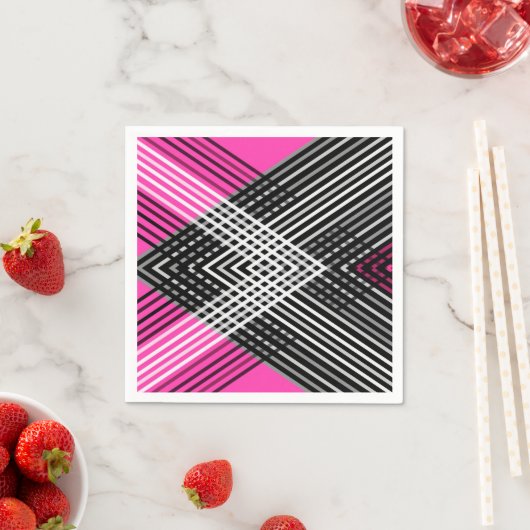 黒と白と灰色の絡ストライプみ合った文字 スタンダードカクテルナプキン (インサイチュ)