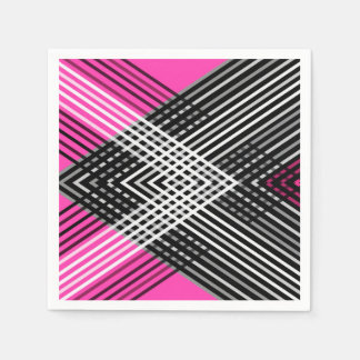 黒と白と灰色の絡ストライプみ合った文字 スタンダードカクテルナプキン