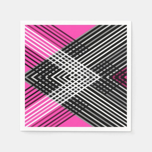 黒と白と灰色の絡ストライプみ合った文字 スタンダードカクテルナプキン (正面)