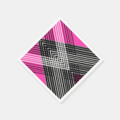 黒と白と灰色の絡ストライプみ合った文字 スタンダードカクテルナプキン (角)