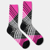 黒と白と灰色の絡ストライプみ合った文字 ソックス (右)