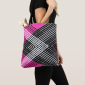 黒と白と灰色の絡ストライプみ合った文字 トートバッグ (クローズアップ)