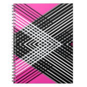 黒と白と灰色の絡ストライプみ合った文字 ノートブック (正面)