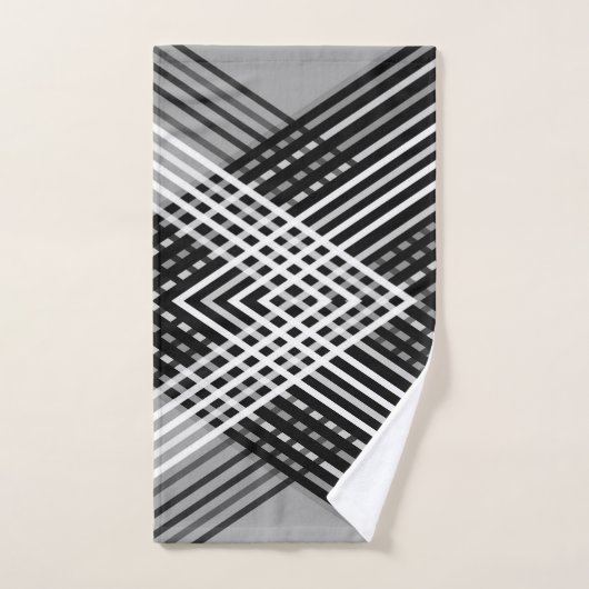黒と白と灰色の絡ストライプみ合った文字 バスタオルセット (ハンドタオル)