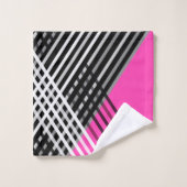 黒と白と灰色の絡ストライプみ合った文字 バスタオルセット (ウォッシュタオル)