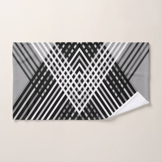 黒と白と灰色の絡ストライプみ合った文字 バスタオルセット (ハンドタオル)